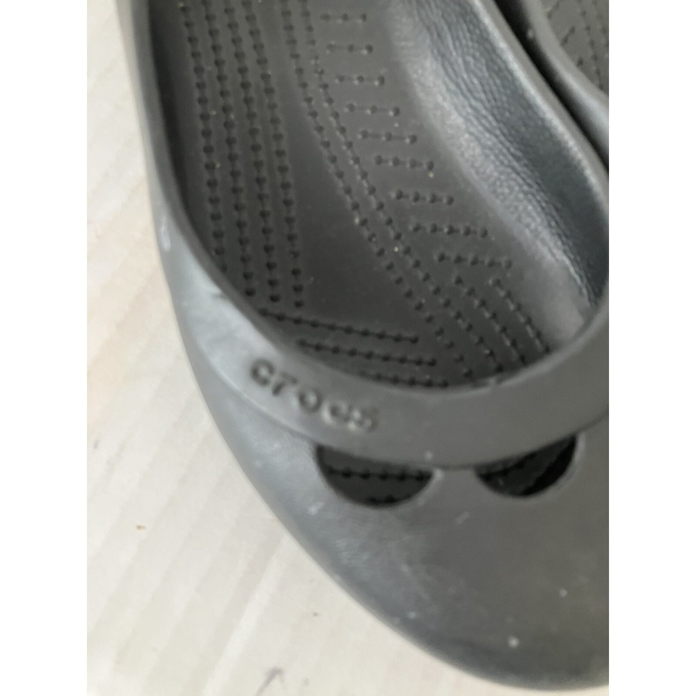 Crocs Shoes Flats Sz‎  7 Black Slip Back Comfort Casual Women - Picture 2 of 13
